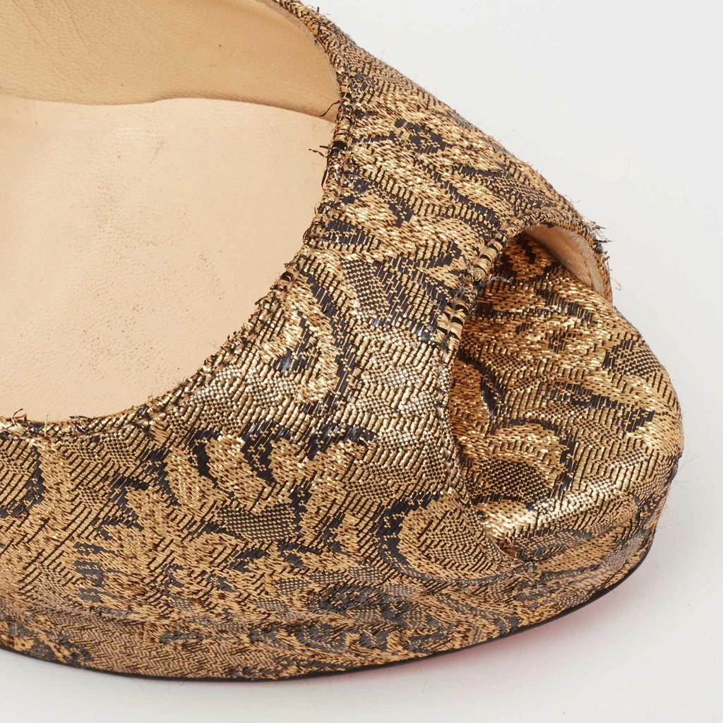 Christian Louboutin Christian Louboutin Gold Brocade Fabric Lady Peep-Toe Platform Pumps Size 38 7