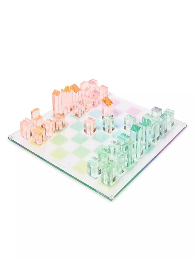 Sunnylife Game On Lucite Aurora Chess & Checkers Set 4