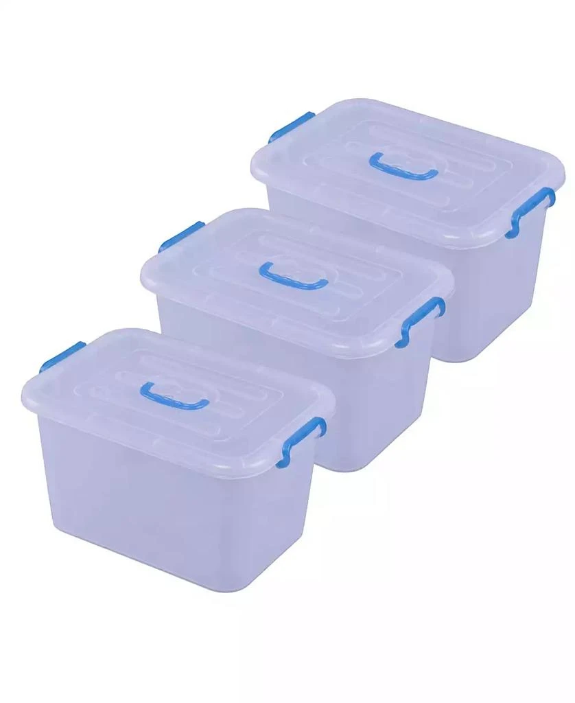 Basicwise Vintiquewise Large Clear Storage Container with Lid and Handles, Set of 3 1