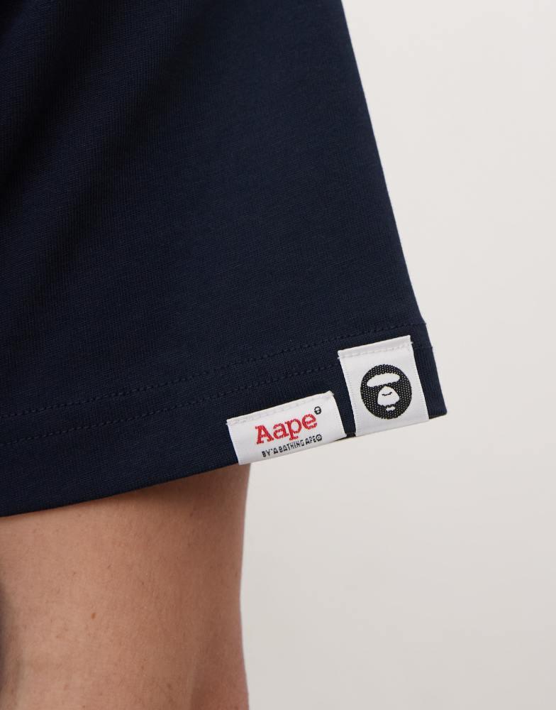 AAPE Aape by A Bathing Ape multi logo back print t-shirt in navy