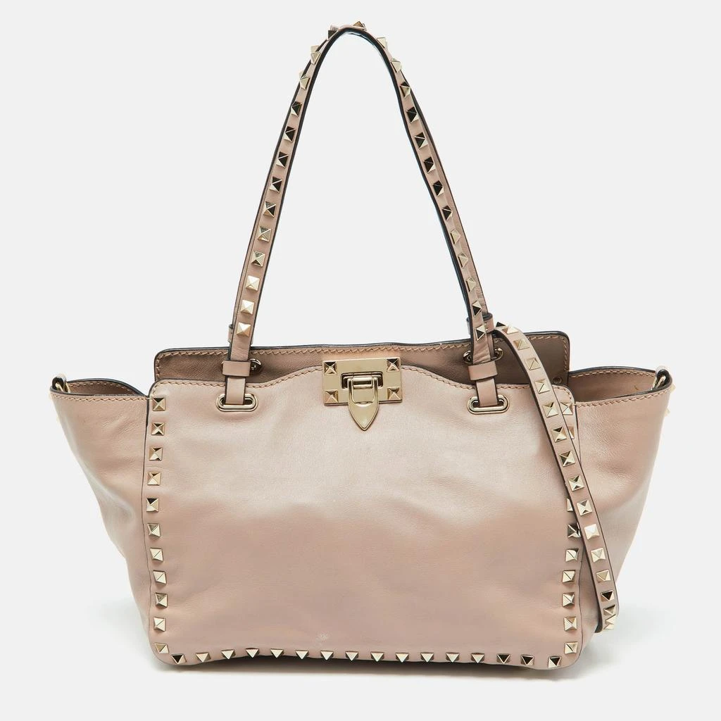 Valentino Pink Leather Medium Rockstud Trapeze Tote 1