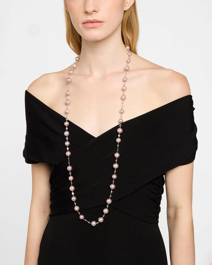 BELPEARL 18K White Gold Freshwater Pearl and Moonstone Necklace, 42"L 2