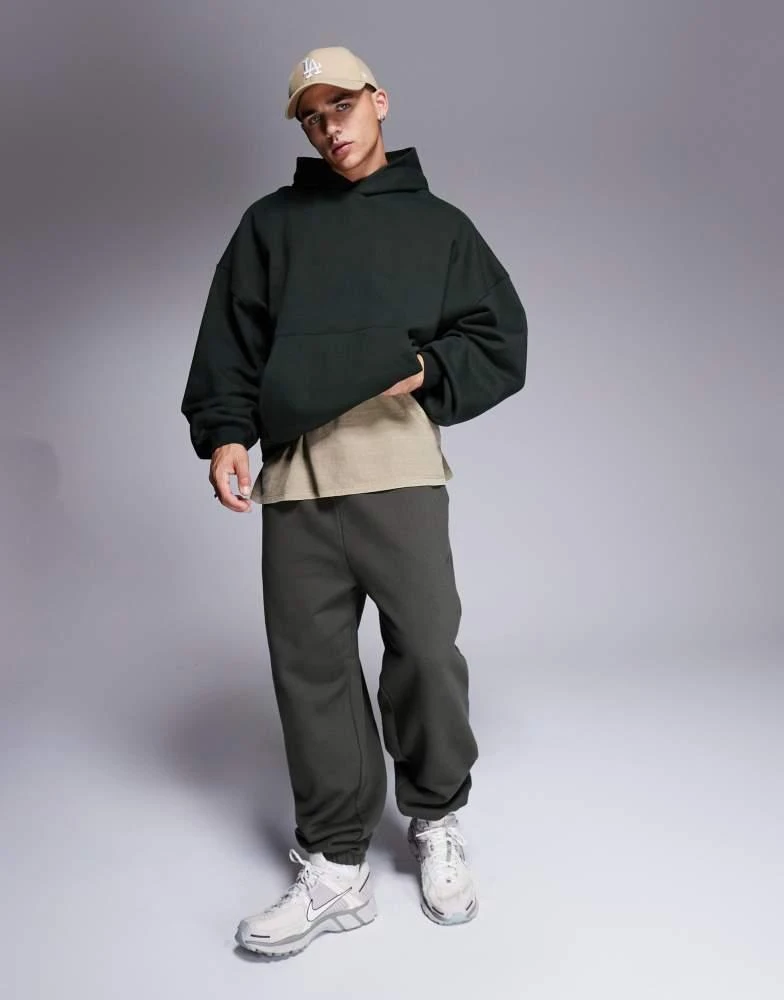 ASOS ASOS DESIGN premium heavyweight extreme oversized hoodie 400gsm in dark green 3