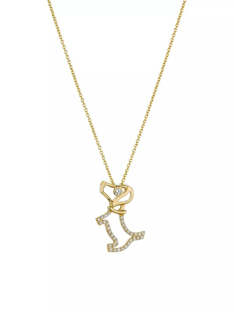 Roberto Coin Scottie Dog 18K Yellow Gold &amp; 0.09 TCW Pendant Necklace 1