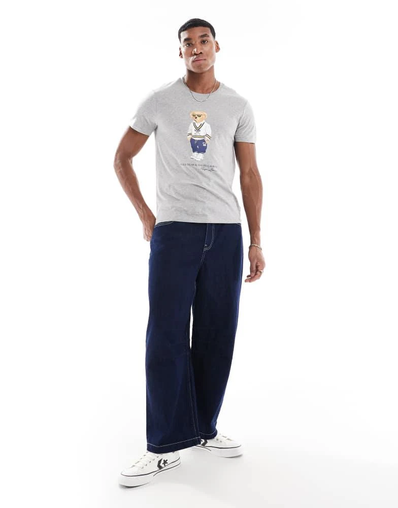 Ralph Lauren Polo Ralph Lauren heritage bear print t-shirt custom fit in grey marl 4