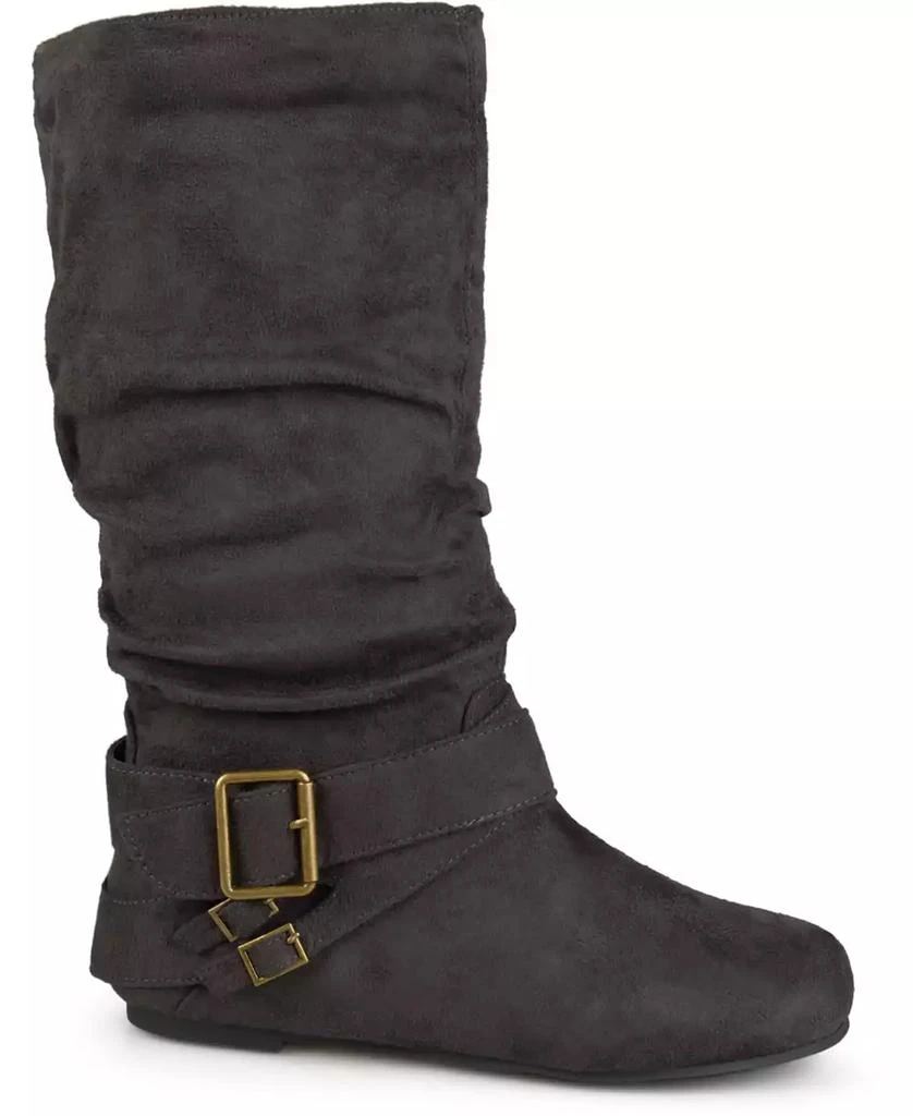 Journee Collection Women's Shelley Rouched Buckle Mid Shaft Boots 7