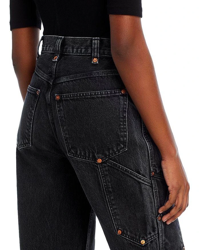Re/Done Super High Workwear Wide Leg Jeans in Shaded Black 7
