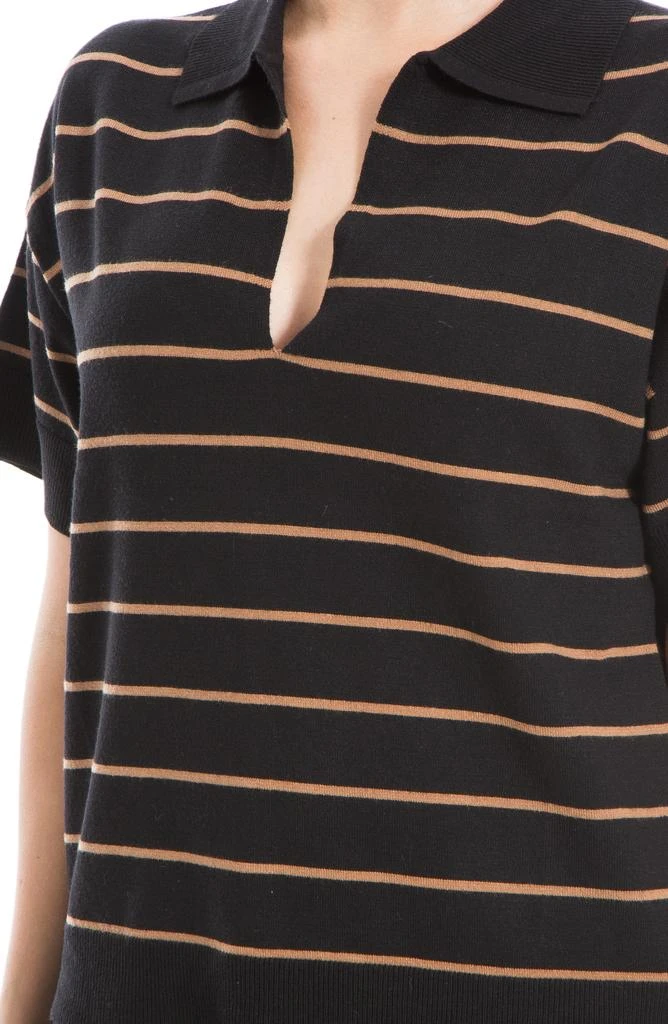 Max Studio Johnny Collar Stripe Knit Polo Sweater 3