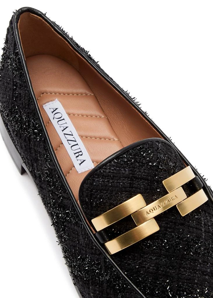 Aquazzura Brandi tinsel-weave tweed loafers 4