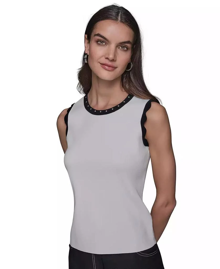 Karl Lagerfeld Paris Women's Scallop-Edge Sleeveless Sweater 1