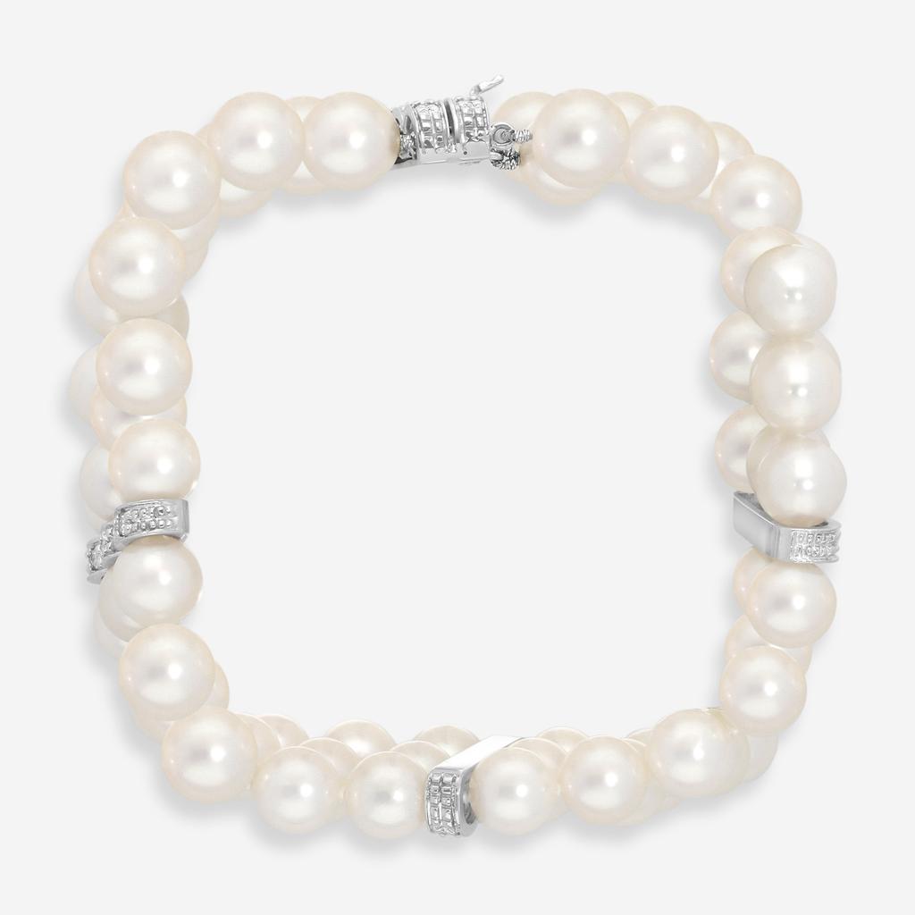 Assael Assael 18K White Gold Japanese Akoya Cultured Pearl & Diamond Bracelet B1235