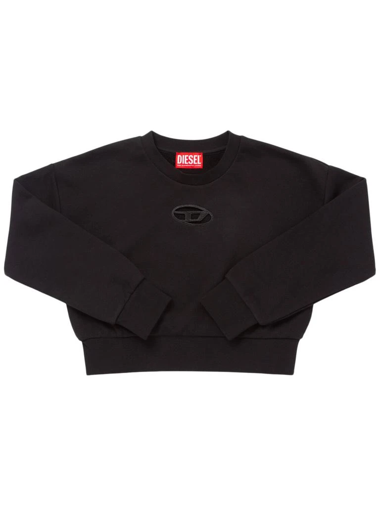 Diesel Cropped Cotton Sweatshirt W/logo 1