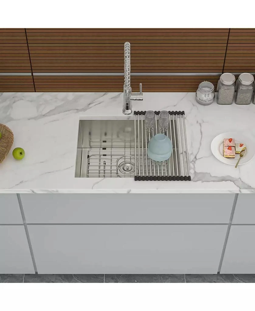 Flynama 21x18x9inch Undermount Kitchen Sink 16 Gauge Stainless Steel Deep Single Bowl with Grid 2