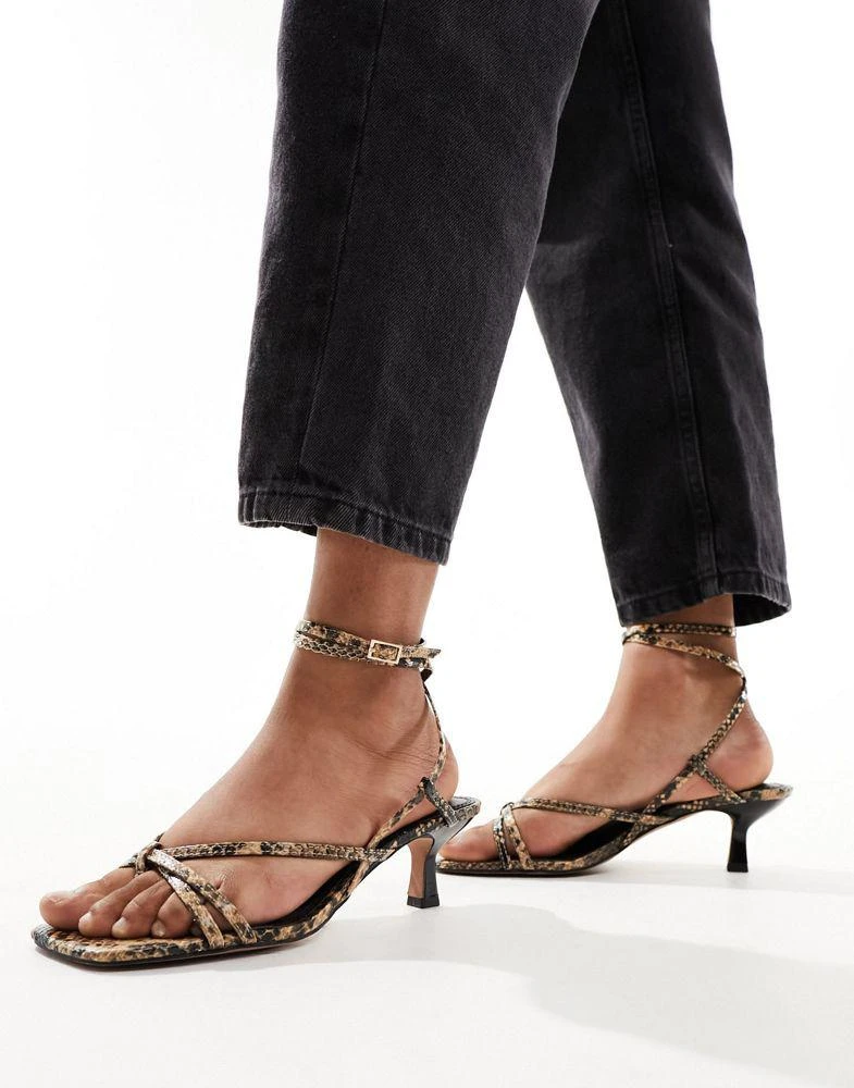 ASOS ASOS DESIGN Holiday kitten heeled sandals in snake 1