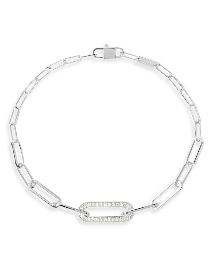 Dinh Van 18K White Gold Maillon Diamond Pavé Small Link Bracelet