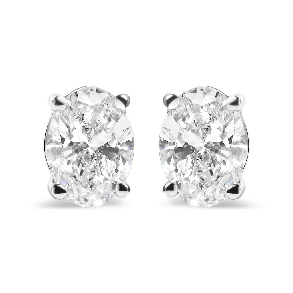 Haus of Brilliance 14K White Gold 3/4 Cttw Oval Shape Lab Grown Diamond Solitaire Stud Earrings