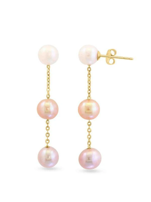 Saks Fifth Avenue 14K Yellow Gold & 6-6.5MM Potato Shape Freshwater Pearl Linear Earrings 1