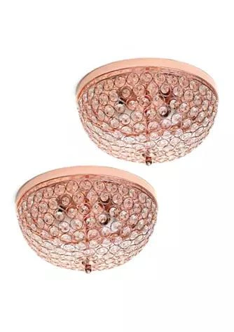 Lalia Home Crystal Glam 2 Light Ceiling Flush Mount 2 Pack, Rose Gold
