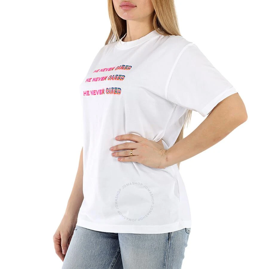 Marcelo Burlon Ladies "He Never Cared" Slogan T-Shirt 1
