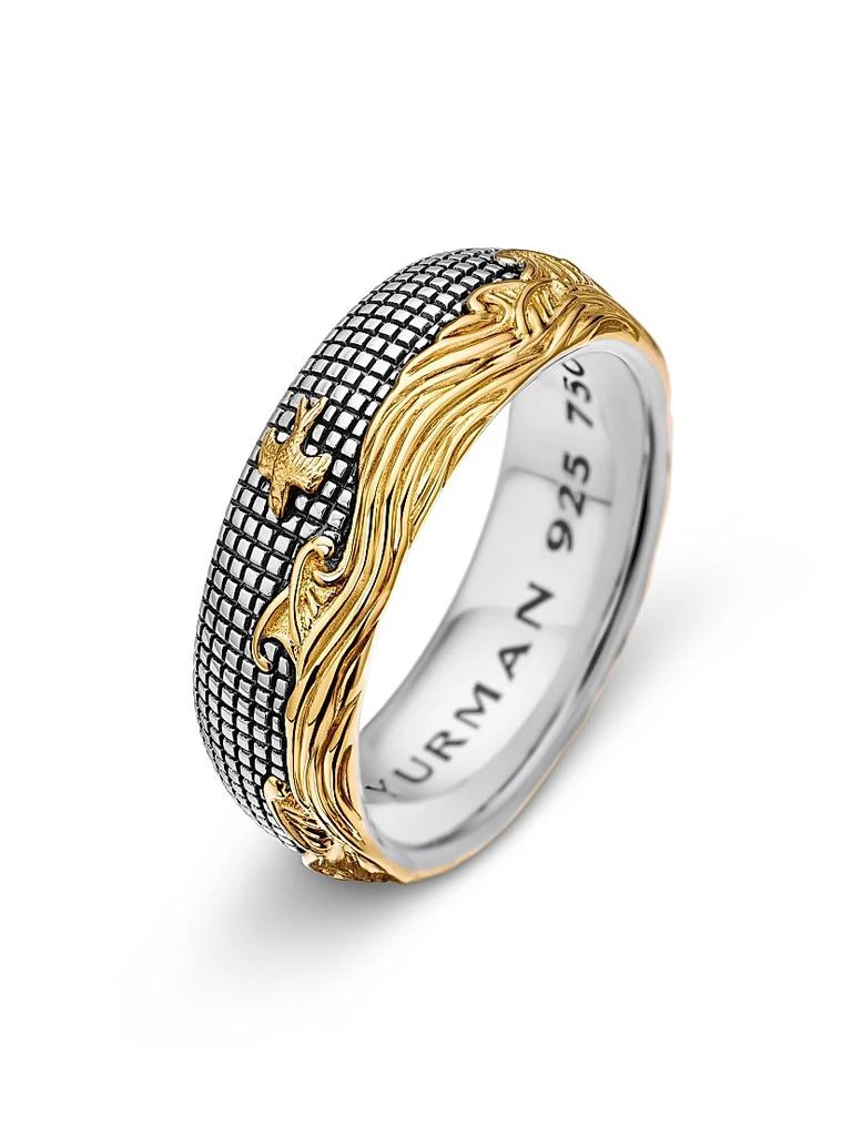 David Yurman Waves Band Ring with 18K Yellow Gold and Sterling Silver 4