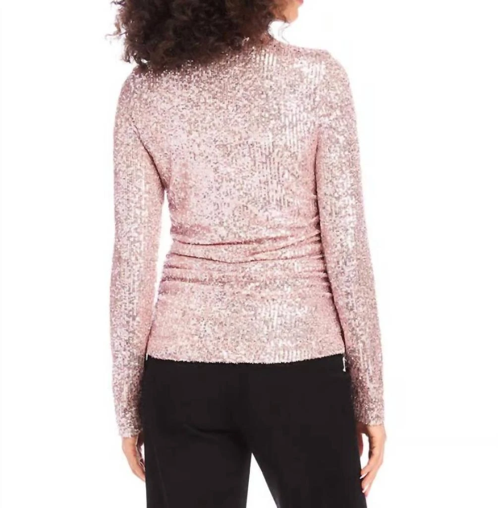 Karen Kane Sequin Side Shirred Top In Pink Shimmer 2