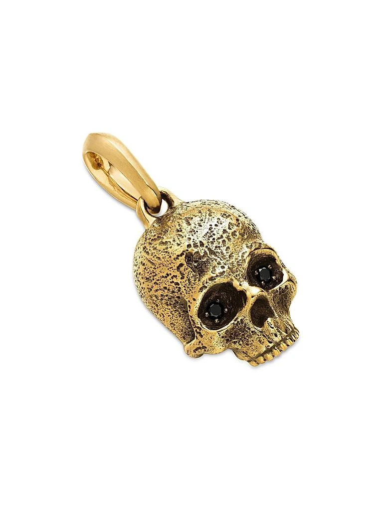 David Yurman Memento Mori Skull Amulet in 18K Yellow Gold with Pave Black Diamonds, 18MM 3