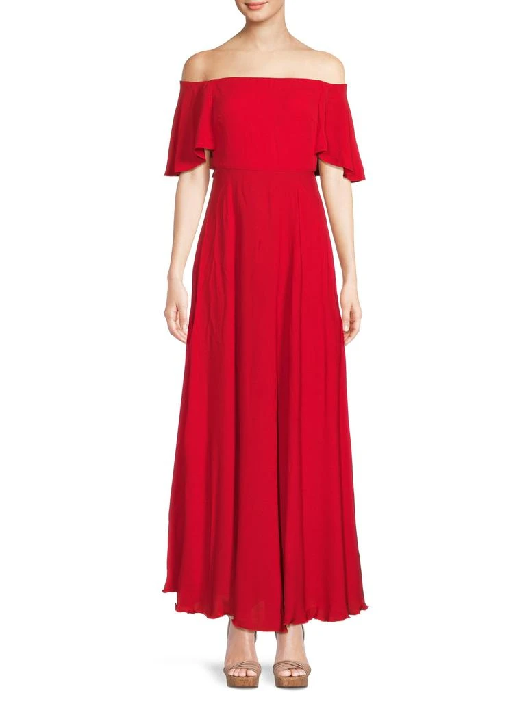 Valentino ​​Off-the-Shoulder Silk Crepe Gown