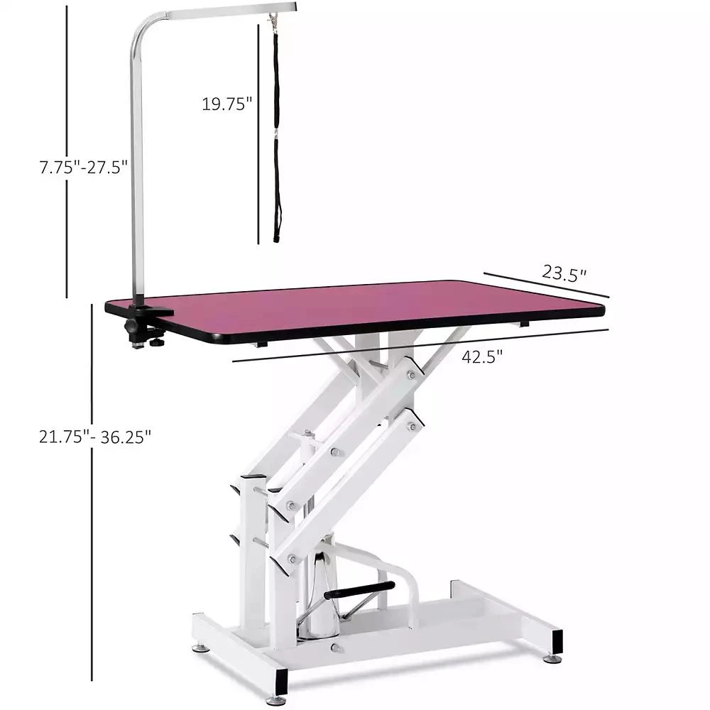 Streamdale Furniture Streamdale 42.5INCH HYDRAULIC PET GROOMING TABLE PINK COLOR 4