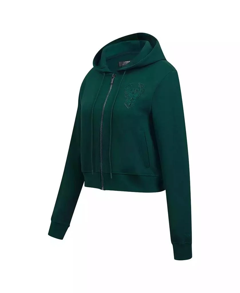 Pro Standard Women's Hunter Green Milwaukee Bucks Triple Tonal Full-Zip Hoodie 3