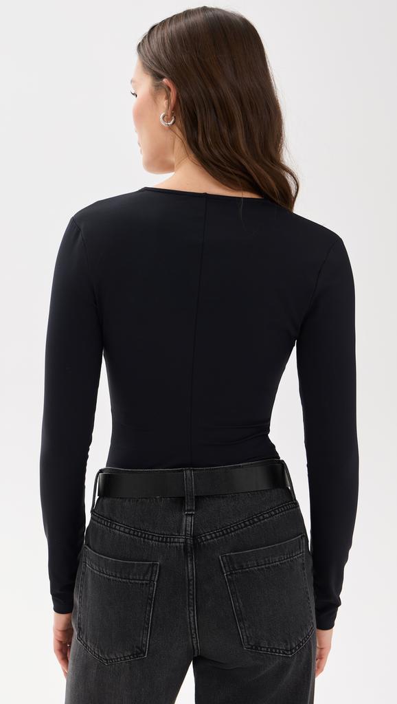 Fleur du Mal Margo Lace Long Sleeve Thong Bodysuit
