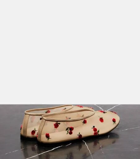 Khaite Marcy embroidered mesh ballet flats 2