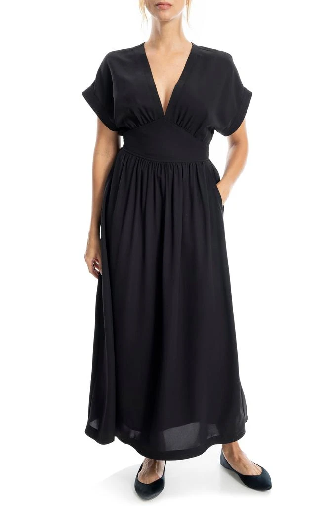 hazel metallic chiffon v neck long sleeve cut out dress Hazel Blues®