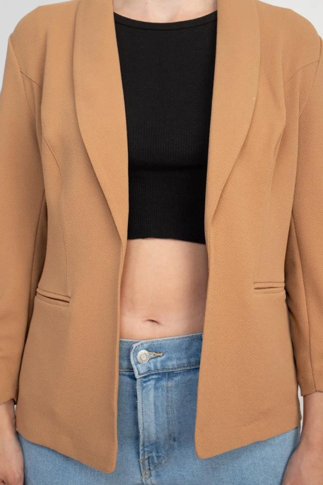 TRUEDAMES Shawl Collar 3/4 Ruched Sleeve Knit Crepe With Belt Pockets 4