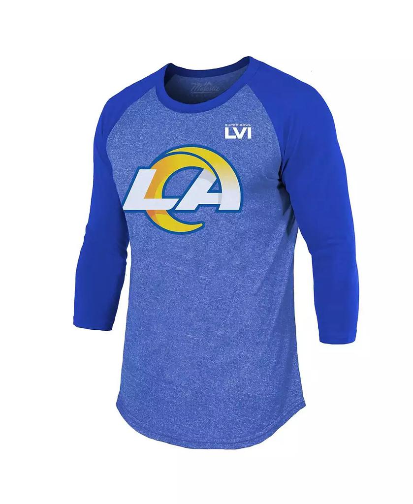 Majestic Men's Threads Matthew Stafford Royal Los Angeles Rams Super Bowl LVI Name Number Raglan 3/4 Sleeve T-shirt