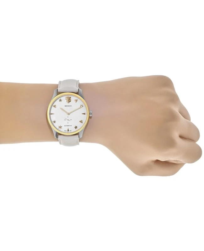 Gucci Gucci G-Timeless Automatic Silver Dial White Leather Strap Men's Watch YA126348 4