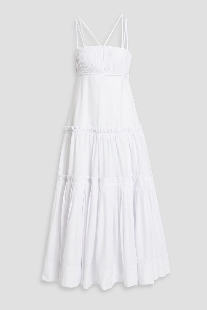 NICHOLAS Tiered pleated cotton-poplin maxi dress