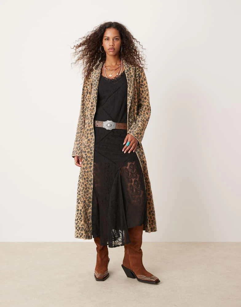 Free People Free People leopard denim duster coat in multi 1