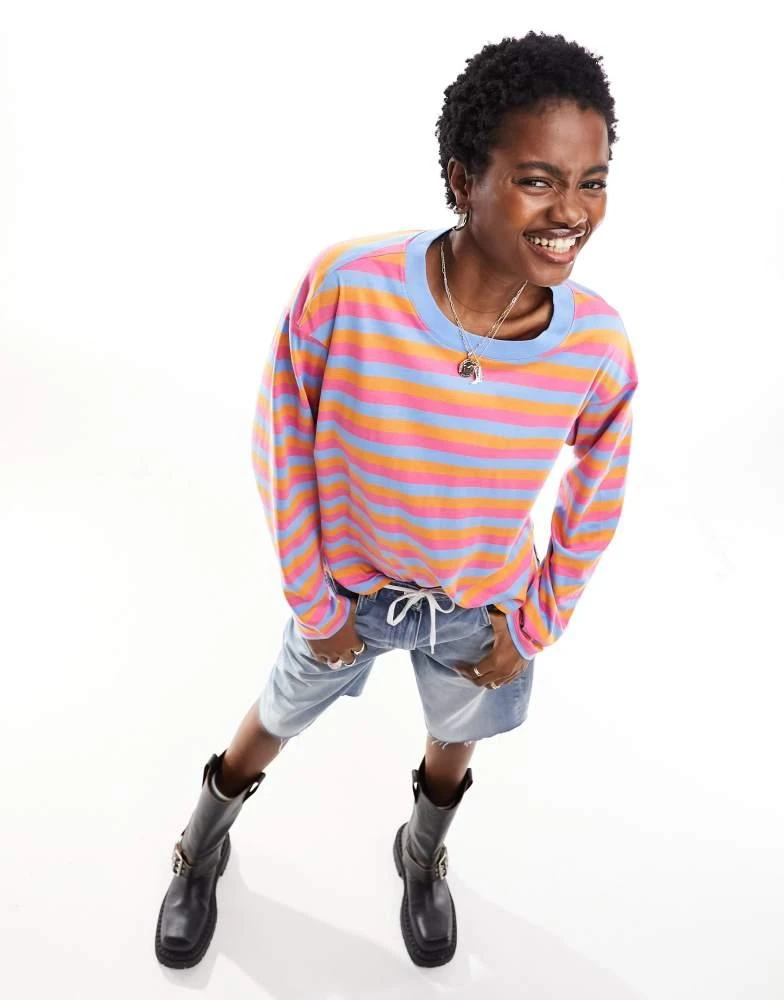 Monki Monki oversize long sleeve top in multi colour stripe 1
