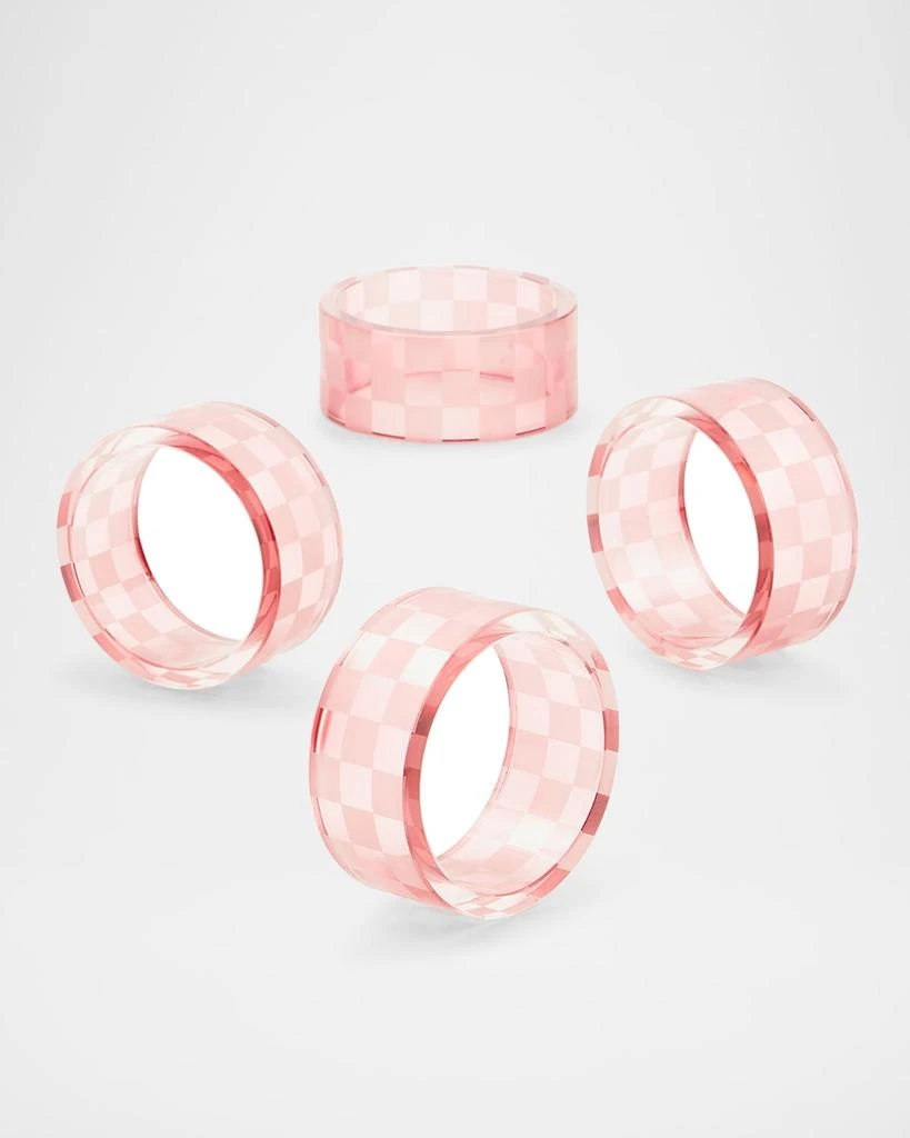 MacKenzie-Childs Pink Check Napkin Rings, Set of 4 3