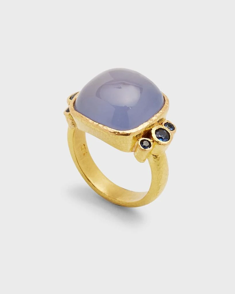 Elizabeth Locke 14mm Blue Chalcedony Cushion Ring, Size 6.5 4