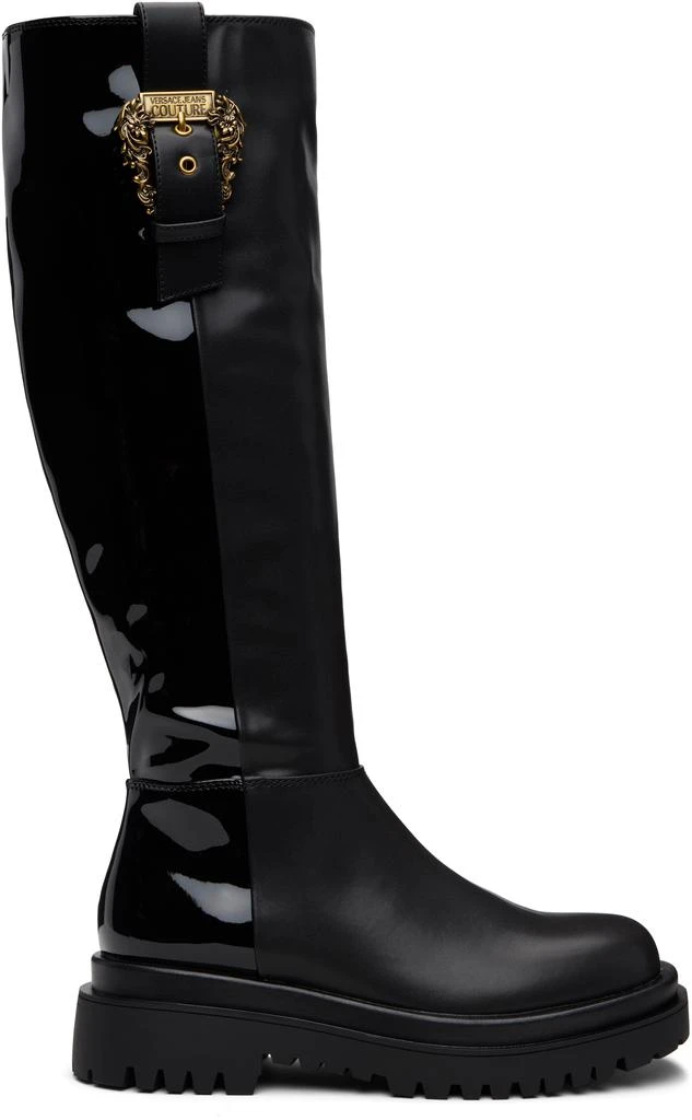 Versace Black Zip Tall Boots