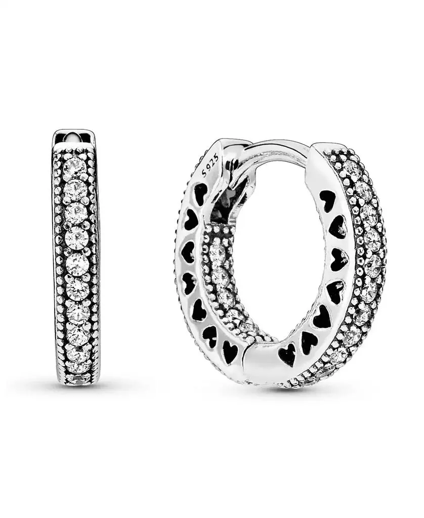 PANDORA Pave Heart Hoop Earrings