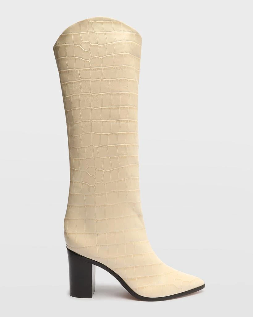 Schutz Analeah Croc-Embossed Knee-High Boots 1