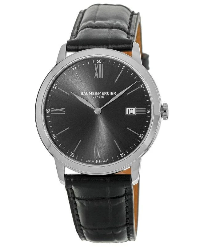 Baume & Mercier Baume & Mercier Classima Quartz Grey Dial Black Leather Strap Men's Watch 10416 1