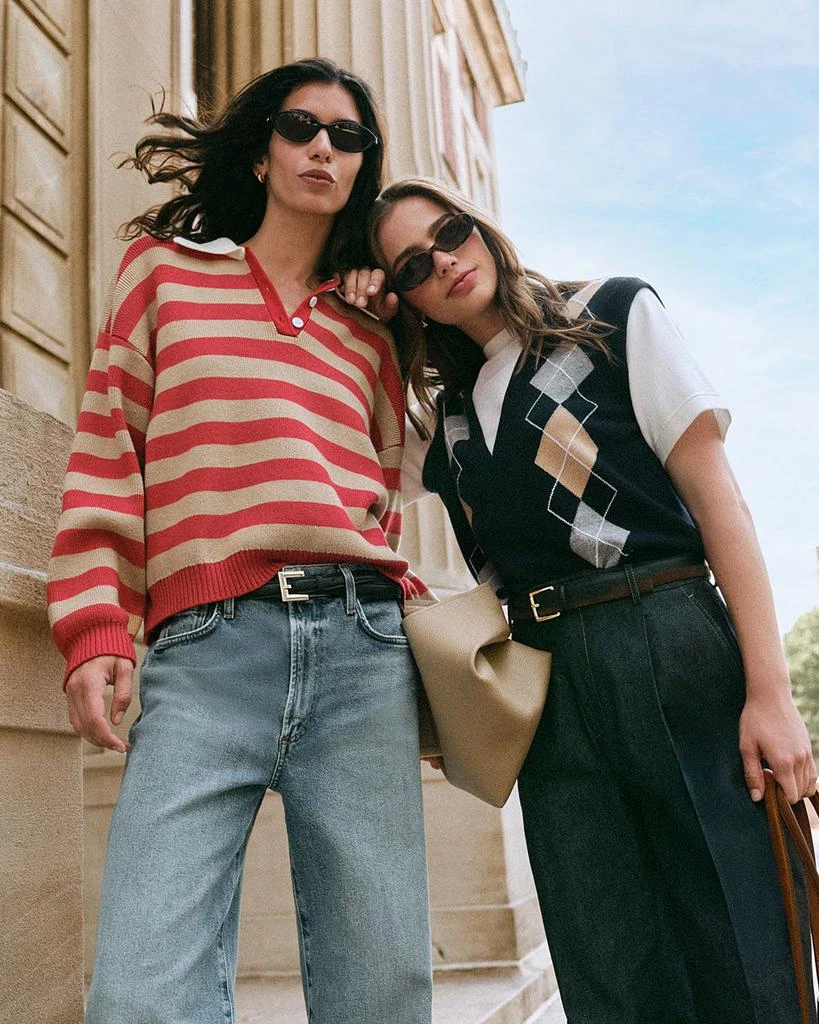 Wayf Cindy Striped Johnny Collar Sweater 2