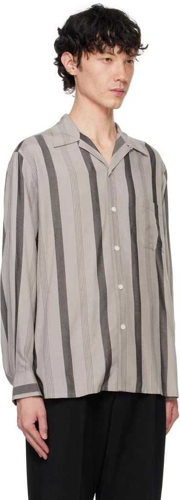 Wacko Maria Gray Striped Open Collar Shirt 2