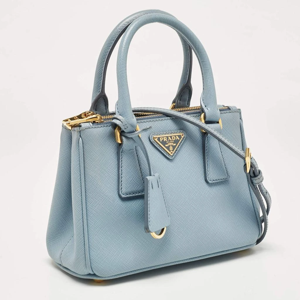 Prada Prada Light Blue Saffiano Lux Leather Mini Double Zip Crossbody Bag 3
