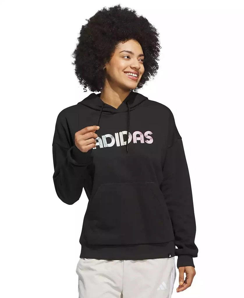 Adidas Women
s Wordmark Graphic Hooded Sweatshirt