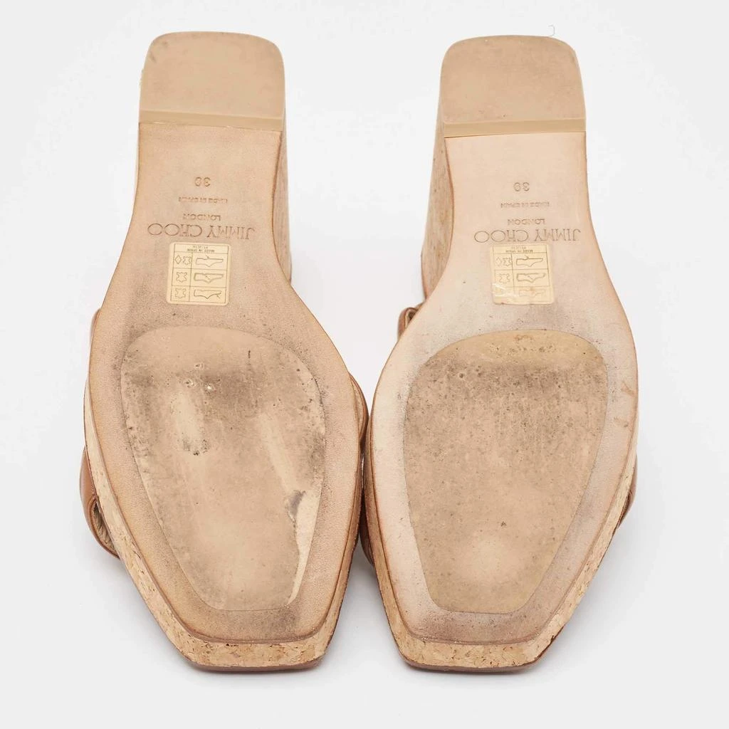 Jimmy Choo Jimmy Choo Brown Leather Athenia Wedge Sandals Size 39 6