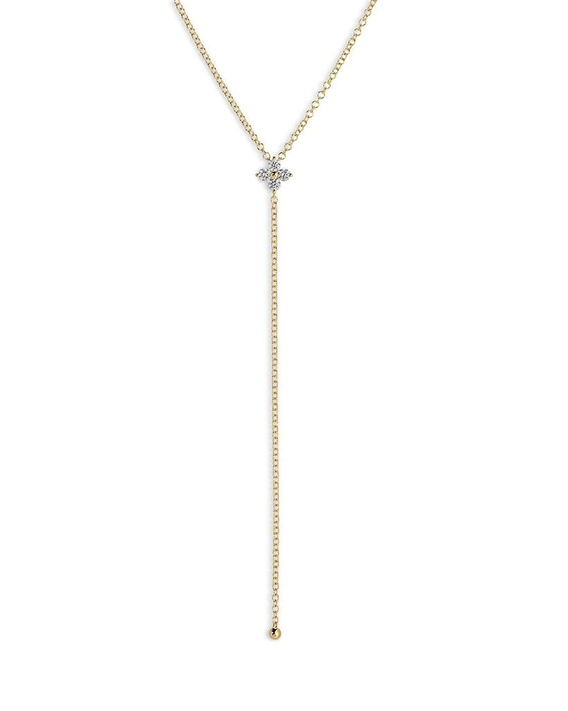 Effy 14K Yellow Gold Diamond Fleur Lariat Necklace, 18" 1